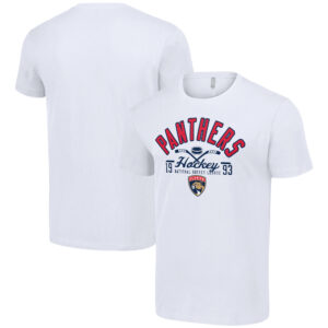 Men's Starter White Florida Panthers Half Puck T-Shirt