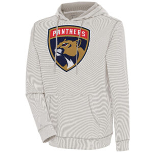 Men's Antigua Oatmeal Florida Panthers Axe Bunker Tri-Blend Pullover Hoodie